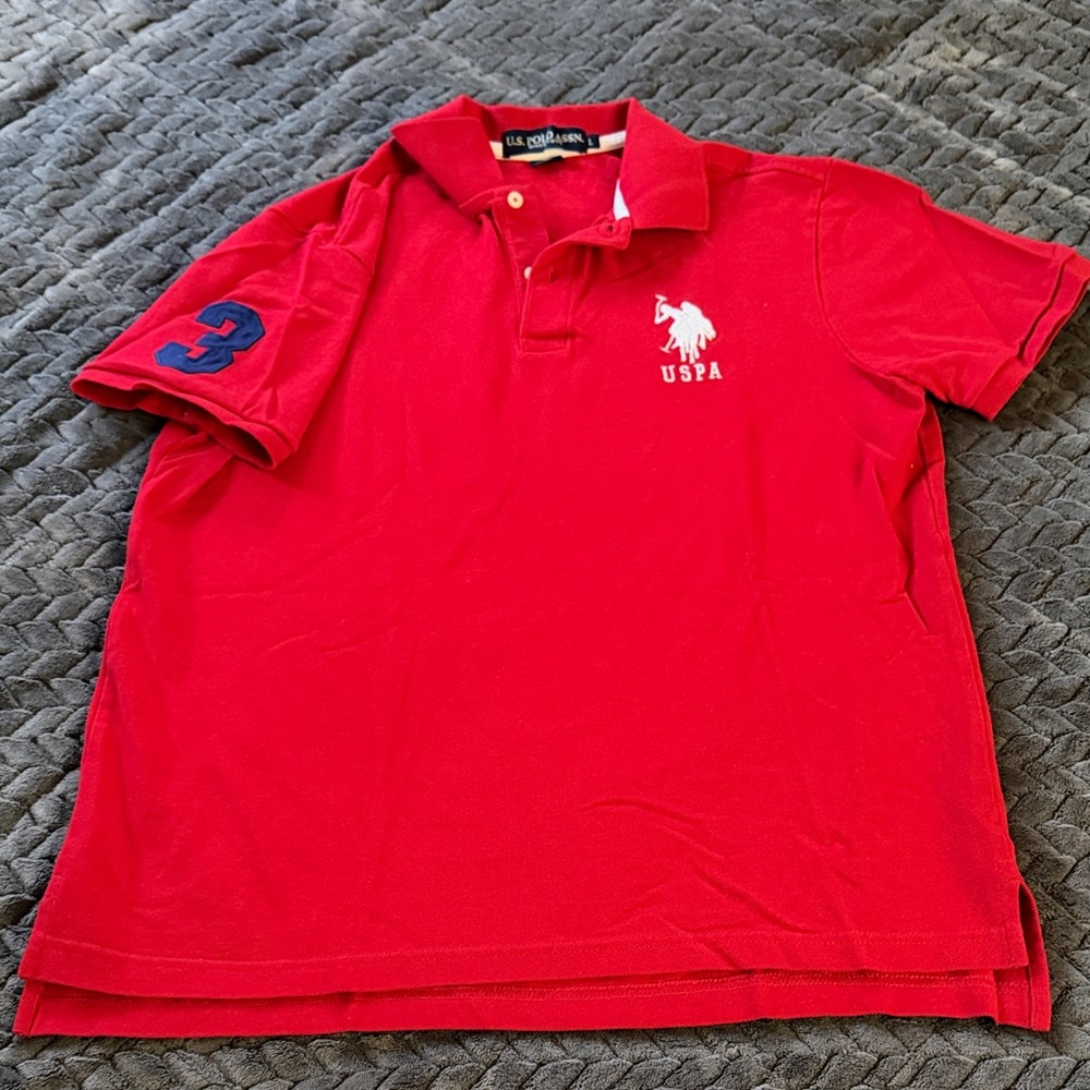 U.S. Polo Assn. Men's Polo Shirt in Red with Navy Accents
